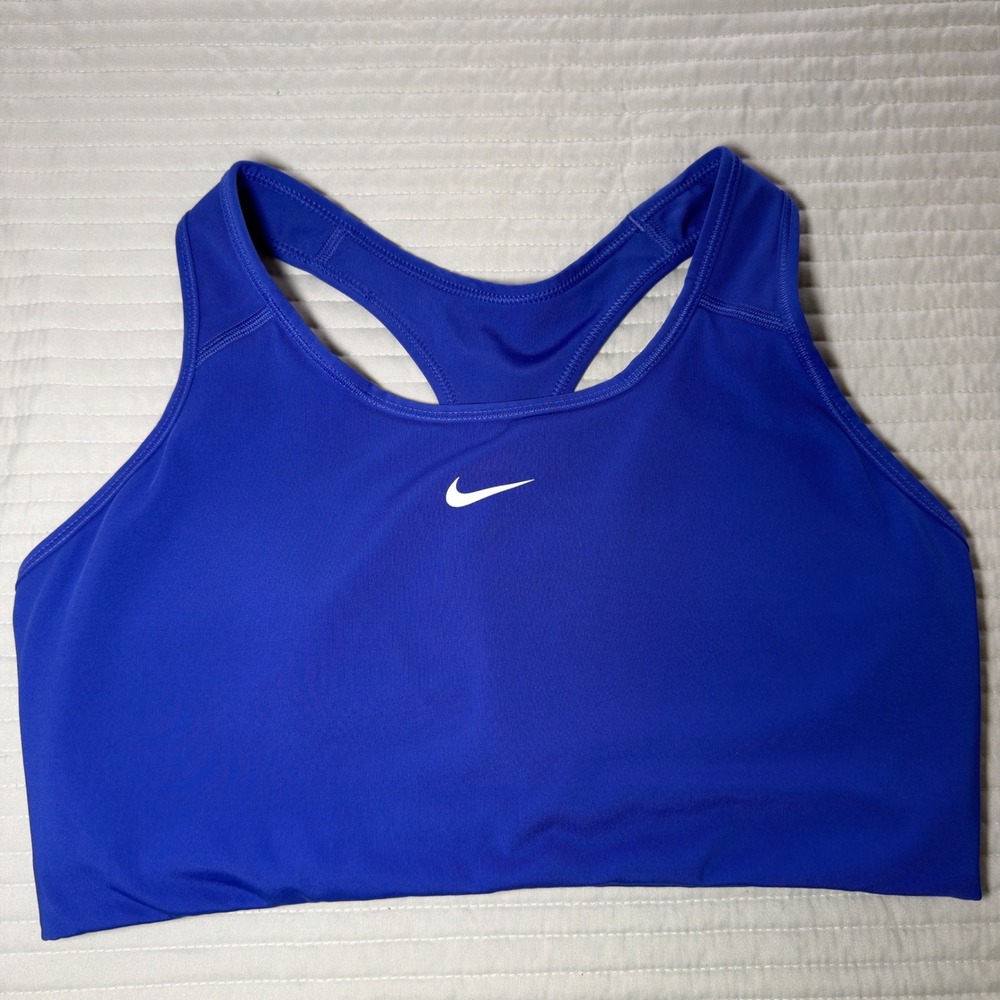 Nike Sports Bra Womens XL Blue Excellent Swoosh Racerback BV3636-430